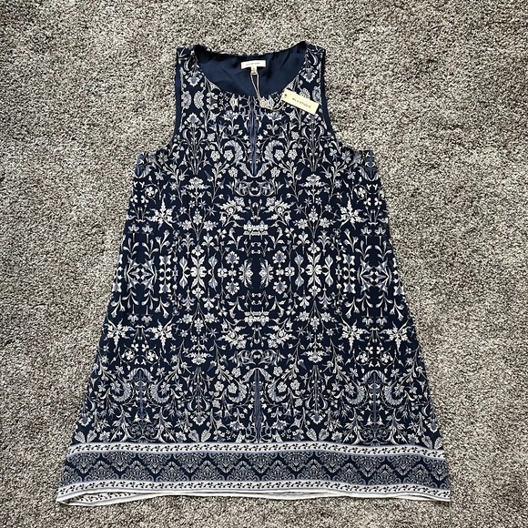 Max Studio Floral Navy Shift Dress, Small, New with Tags; Adorable Summer dress - Picture 1 of 15